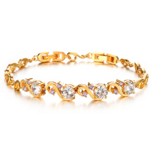 18k Gold Over Silver Cubic Zirconia Diamond Crystal Bracelets &amp; Bangles